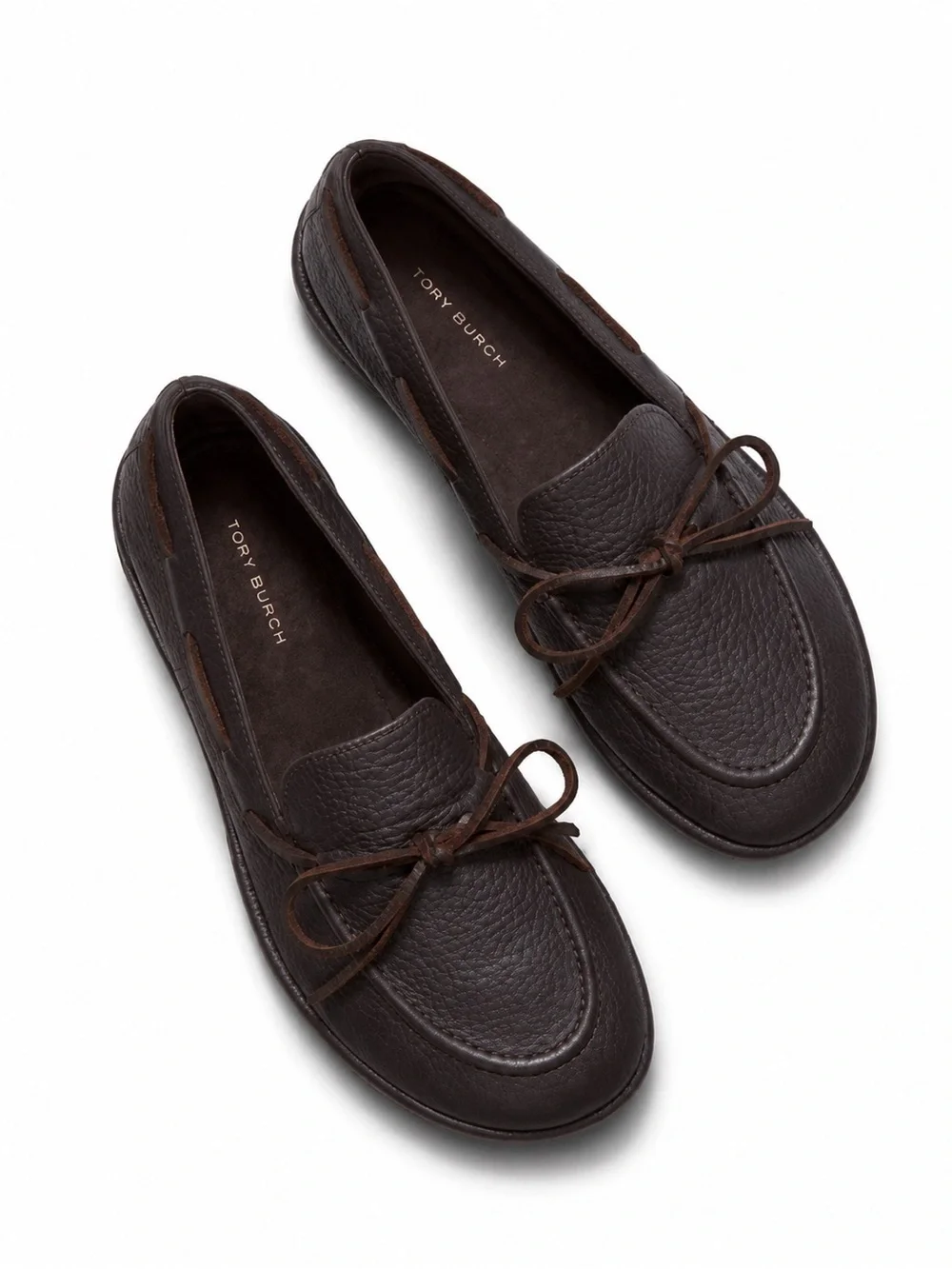 TORY BURCH The Boaty Brown Leather Boat Shoes 6.5